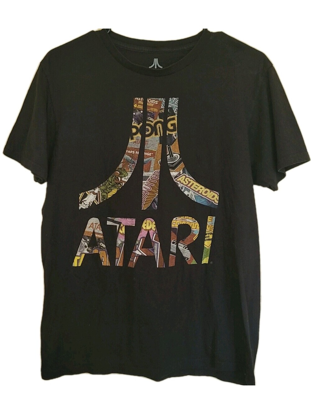 Atari Men's Logo Graphic Black T-Shirt Video Game Retro Like Tee Size Medium